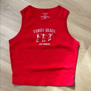 HomeGirl Society - Venice Beach Red Graphic Tank Top - XL